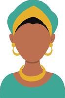 africano donna avatar con ritratto stile. illustrazione su bianca sfondo. vettore