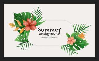 acquerello tropicale estate stagione bandiera sfondo modello vettore