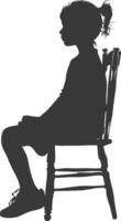 silhouette poco ragazza seduta nel il sedia nero colore solo vettore