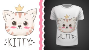 Simpatico gatto - idea per t-shirt stampata. vettore