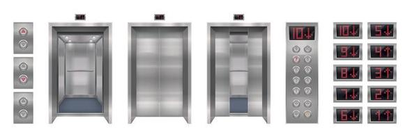 collezione realistica di porte per ascensori vettore