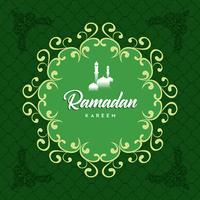 Ramadan Kareem Greeting Card e sfondo islamico con pattern arabo vettore