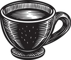 mano disegnato caffè tazza illustrazione nero e bianca vettore
