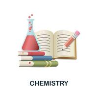 chimica icona. 3d illustrazione a partire dal indietro per scuola collezione. creativo chimica 3d icona per ragnatela disegno, modelli, infografica e Di Più vettore