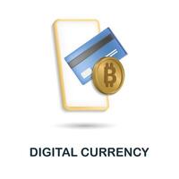 digitale moneta icona. 3d illustrazione a partire dal Fintech collezione. creativo digitale moneta 3d icona per ragnatela disegno, modelli, infografica e Di Più vettore