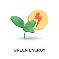 verde energia icona. 3d illustrazione a partire dal globale riscaldamento collezione. creativo verde energia 3d icona per ragnatela disegno, modelli, infografica e Di Più vettore