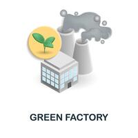 verde fabbrica icona. 3d illustrazione a partire dal globale riscaldamento collezione. creativo verde fabbrica 3d icona per ragnatela disegno, modelli, infografica e Di Più vettore