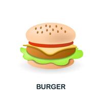 hamburger icona. 3d illustrazione a partire dal veloce cibo collezione. creativo hamburger 3d icona per ragnatela disegno, modelli, infografica e Di Più vettore