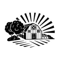 azienda agricola emblema schizzo. agricoltura, agricoltura, villaggio Vintage ▾ illustrazione vettore