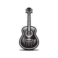 chitarra silhouette piatto illustrazione. vettore