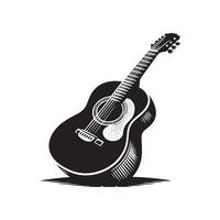 chitarra silhouette piatto illustrazione. vettore