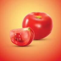 rosso fresco pomodoro con metà fetta illustrazione vettore