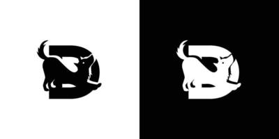 logo design iniziali lettera d combinazione di un cane unico ed elegante vettore
