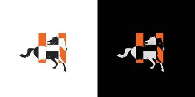 design del logo del cavallo h iniziale semplice e unico vettore