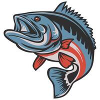 basso pesce pesca club logo design modello vettore