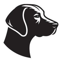 un' pensieroso vizsla cane viso illustrazione nel nero e bianca vettore