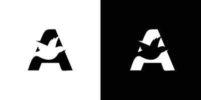 lettera semplice e attraente un design del logo dell'uccello iniziale vettore