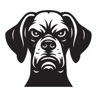 un arrabbiato vizsla cane viso illustrazione nel nero e bianca vettore