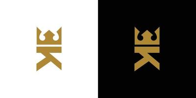 logo moderno e unico della lettera k iniziale del re vettore