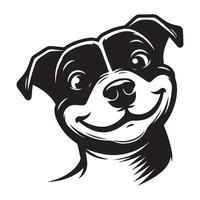 illustrazione di un divertito staffordshire Toro terrier cane viso nel nero e bianca vettore
