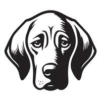 un' triste vizsla cane viso illustrazione nel nero e bianca vettore