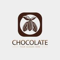 cioccolato e cacao logo icona design illustrazione vettore