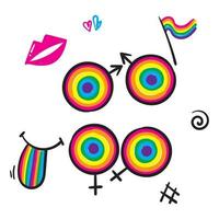simbolo dell'illustrazione dell'orgoglio di doodle disegnato a mano per lgbt, gay e lesbica vector