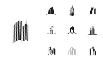 modello di progettazione del logo del grattacielo, set di 10 vettore