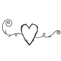 cuore d'amore scarabocchio disegnato a mano aggrovigliato con lo stile artistico della linea continua della natura vettore