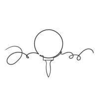 t-shirt doodle disegnata a mano golf e icona illustrazione palla con linea stile arte vettoriale