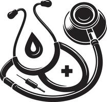 stetoscopio, medico, silhouette illustrazione vettore