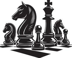 scacchi tavola pezzi nero colore silhouette vettore