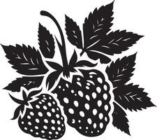 fragole, frutta silhouette, nero colore silhouette vettore