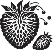 fragole, frutta silhouette, nero colore silhouette vettore