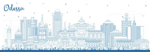 schema Odessa città orizzonte con blu edifici. odesa paesaggio urbano con punti di riferimento. attività commerciale viaggio e turismo concetto con moderno e storico architettura. vettore