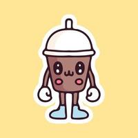 simpatica illustrazione della mascotte della bevanda al cioccolato. grafica vettoriale per stampe di t-shirt e altri usi.