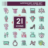 icona impostato donna giorno. relazionato per donne giustizia simbolo. mbe stile. semplice design illustrazione vettore