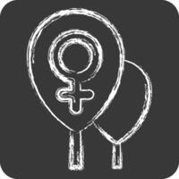 icona palloncini. relazionato per donna giorno simbolo. gesso stile. semplice design illustrazione vettore