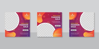 banner web quadrato di promozione moderna per la vendita di moda sui social media vettore