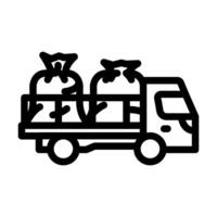 mezzi di trasporto legna pellet linea icona illustrazione vettore
