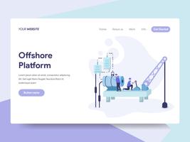 Modello della pagina di atterraggio del concetto offshore dell&#39;illustrazione della piattaforma. Concetto di design piatto isometrica della progettazione di pagine Web per sito Web e sito Web mobile. Illustrazione di vettore