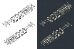 contenitore trailer isometrico progetti vettore