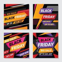 set di carte social del black friday vettore