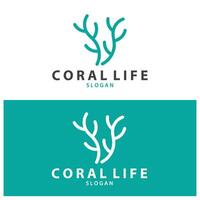 alga marina logo corallo logo semplice foglia logo subacqueo pianta design vettore