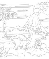 unico dinosauro colorazione pagina per bambini. dinosauro colorazione libro pagina per bambini vettore