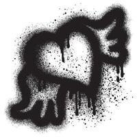 spray dipinto graffiti cuore Ali icona spruzzato. graffiti amore Ali simbolo con al di sopra di spray nel nero al di sopra di bianca. vettore