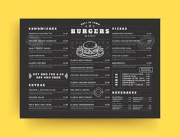 hamburger ristorante menù disposizione design opuscolo o cibo aviatore modello illustrazione. vettore