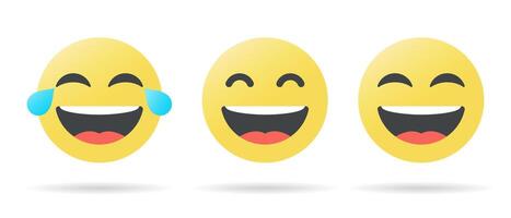 ridere emoji icona impostato nel piatto stile. lol, ridendo viso emoticon concetto vettore