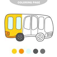 semplice pagina da colorare. cartone animato divertente autobus. veicolo delineato con tratto nero vettore