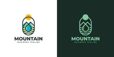 natura far cadere montagna logo design vettore